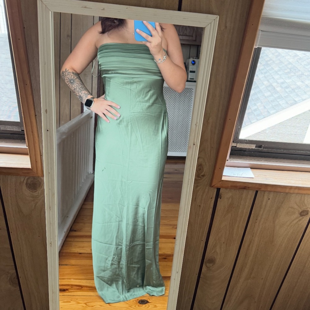NWT Abercrombie & Fitch Green Strapless Maxi Dress
